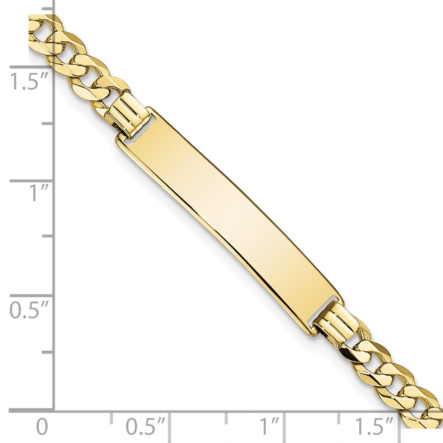 10K Yellow Gold Flat Curb Link Id Bracelet