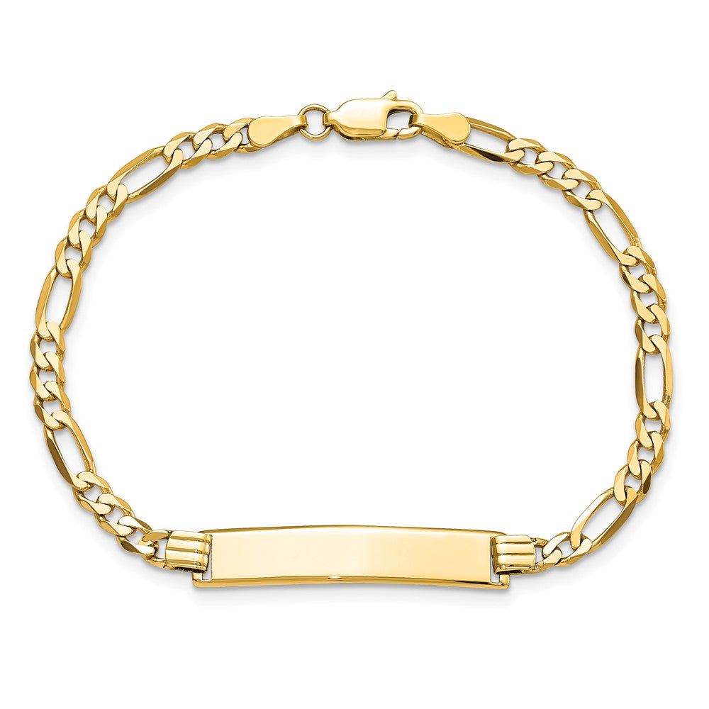 10K Yellow Gold Figaro Link Id Bracelet
