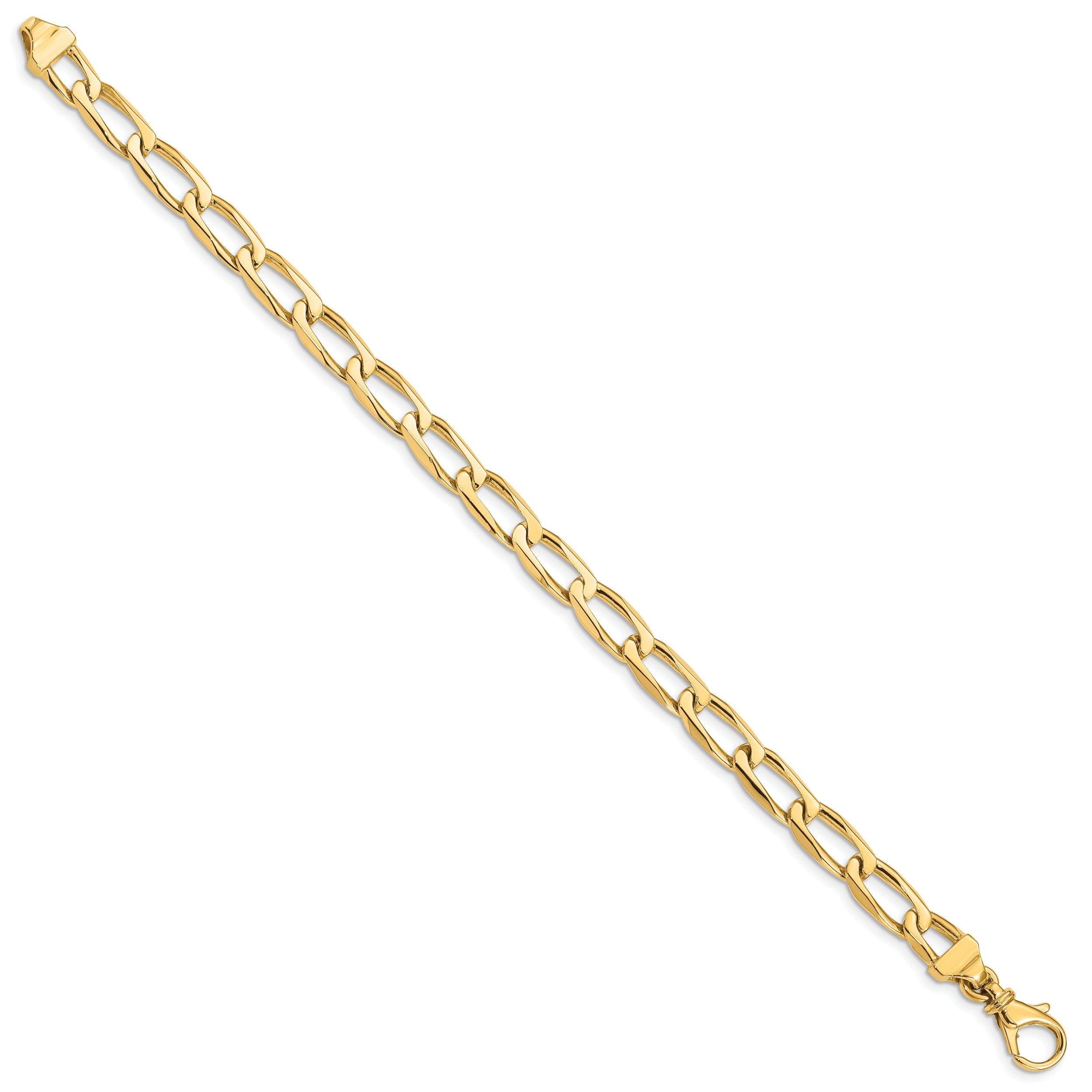10K Yellow Gold 6.5mm Hand-Polished Open Link Bracelet