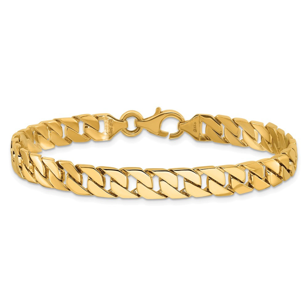 8 Inch 10K Yellow Gold 7.4mm Hand-Polished Fancy Link Chain Bracelet