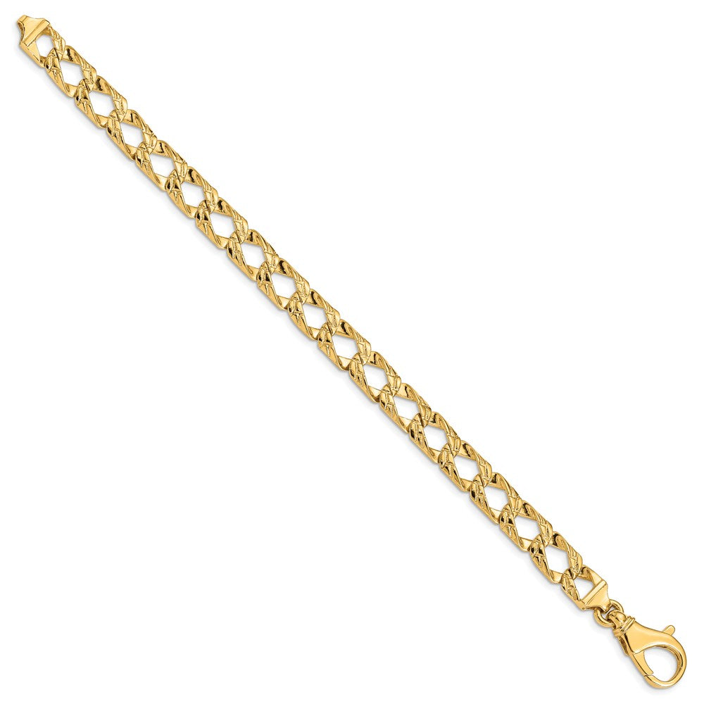 7 Inch 10K Yellow Gold 8.6mm Hand Polished Fancy Link Chain Bracelet