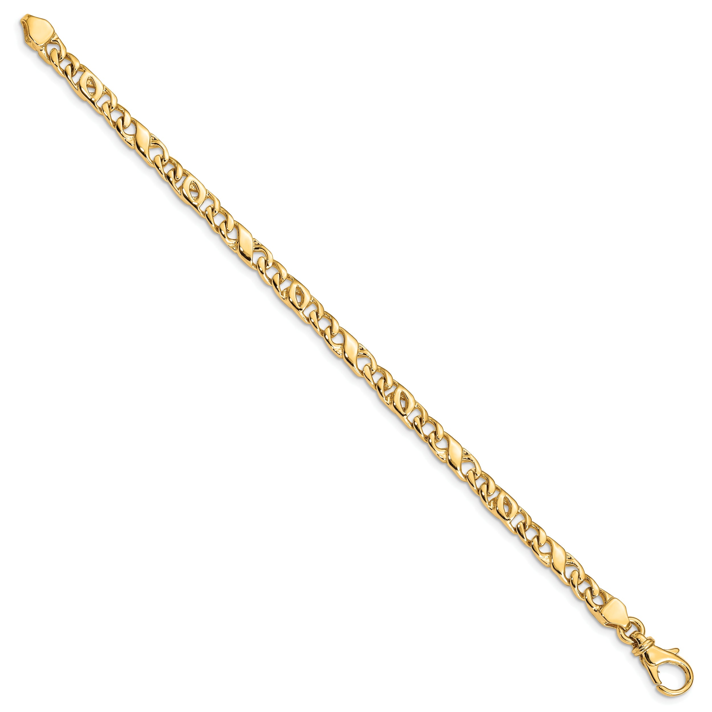 10K Yellow Gold 4.8mm Hand Polished Fancy Link Bracelet