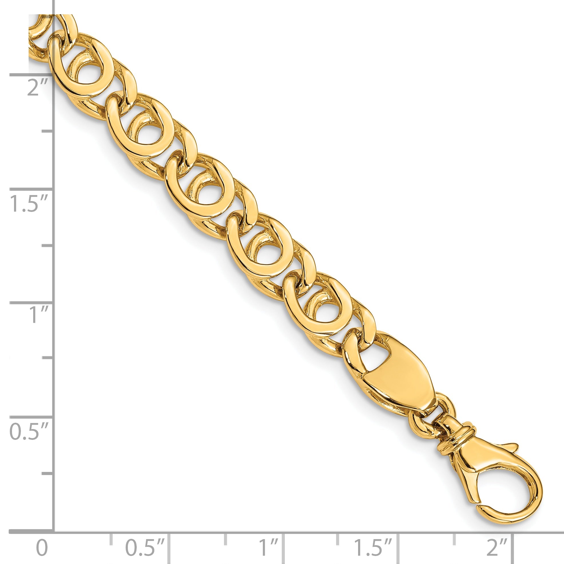 10K Yellow Gold 7mm Hand Polished Fancy Link Bracelet