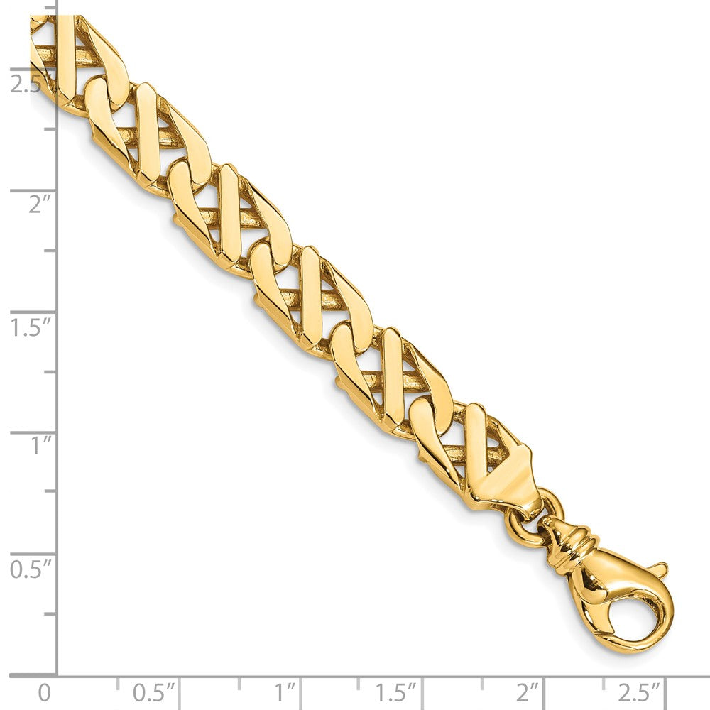 10K Yellow Gold 7.9mm Fancy Link Hand Polished Bracelet