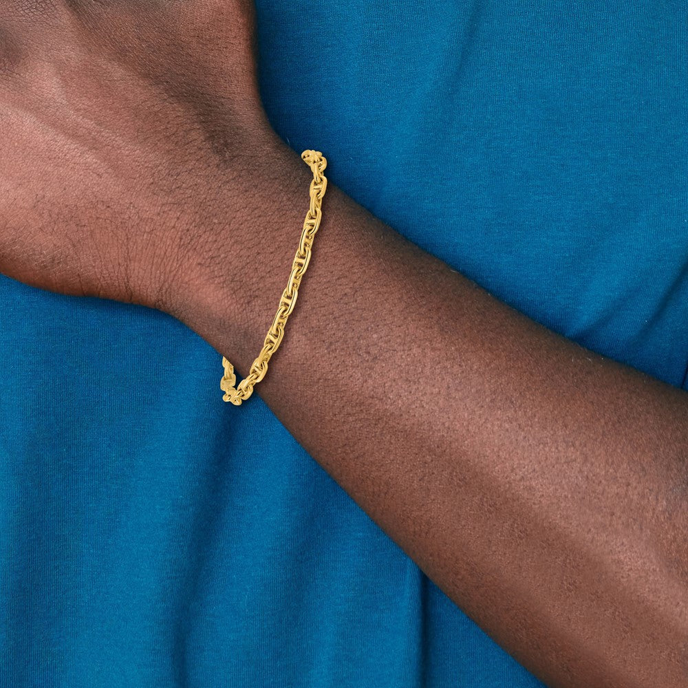 10K Yellow Gold 5.1mm Hand-Polished Fancy Link Bracelet