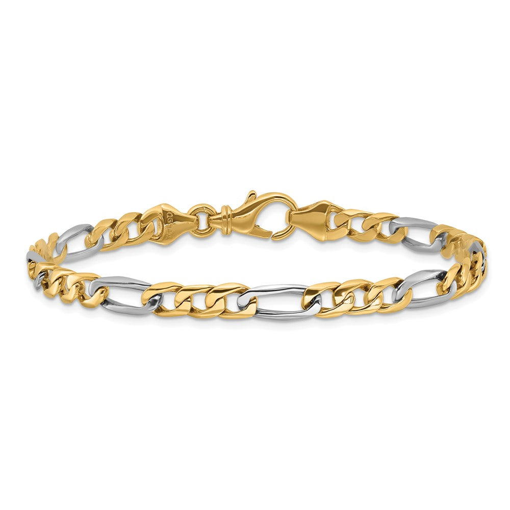 7 Inch 10K Two-Tone 5.8mm Hand Polished Fancy Link Chain Bracelet