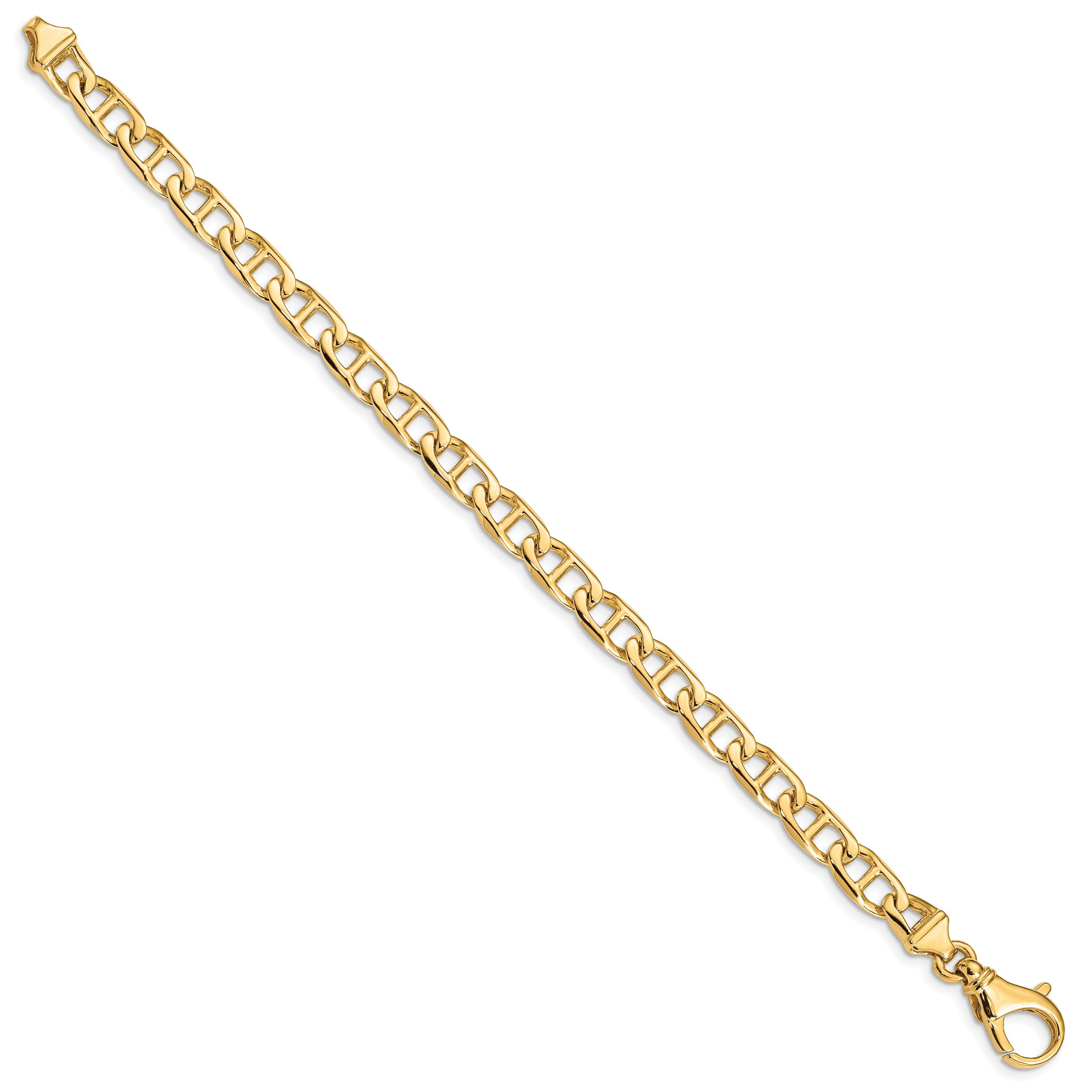 10K Yellow Gold 6.5mm Hand-Polished Fancy Link Bracelet