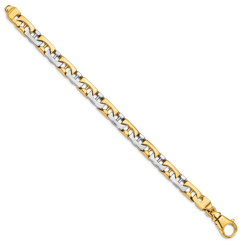 10K Two-Tone 8.5mm Hand-Polished Fancy Link Bracelet