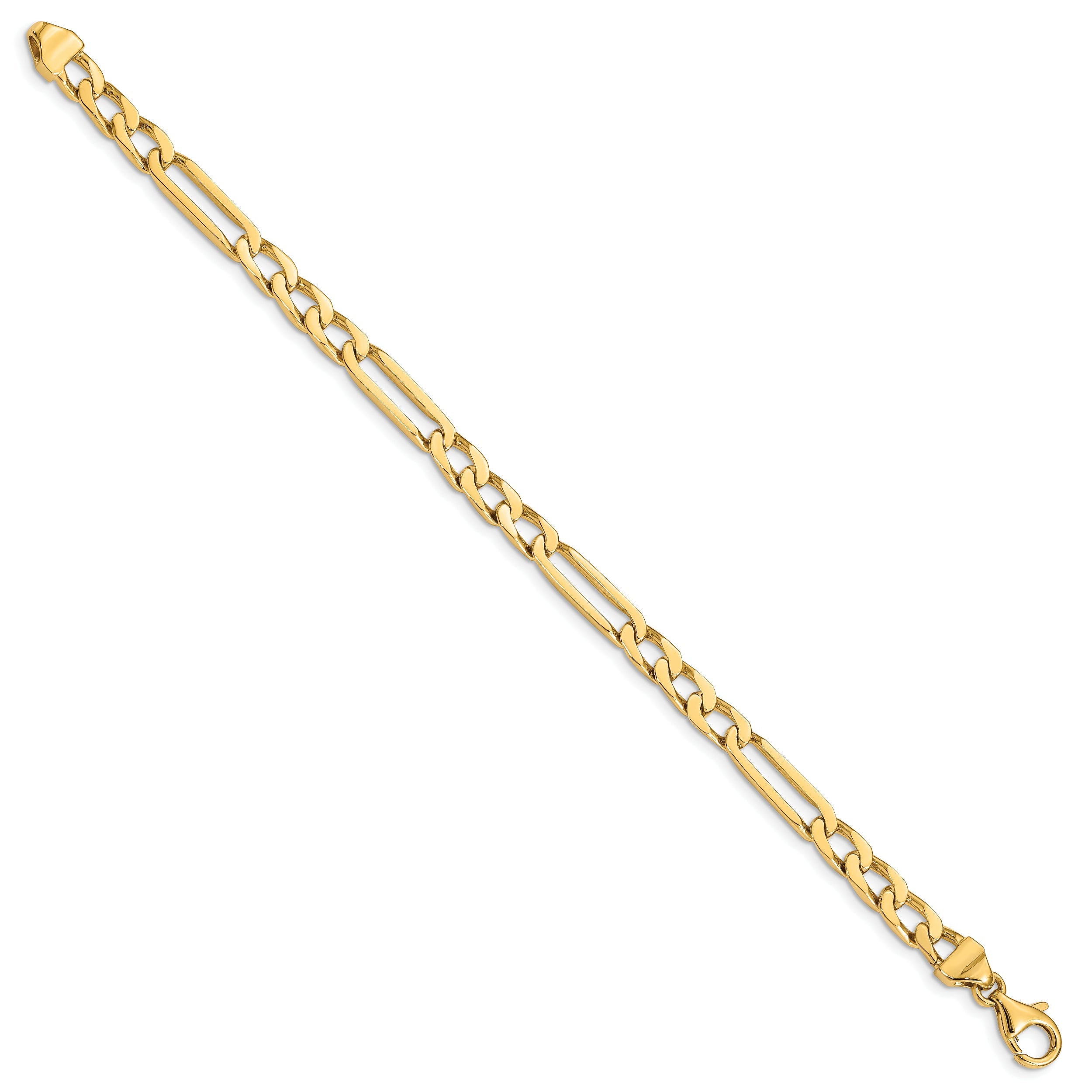 10K Yellow Gold 5mm Hand-Polished Figaro Link Bracelet