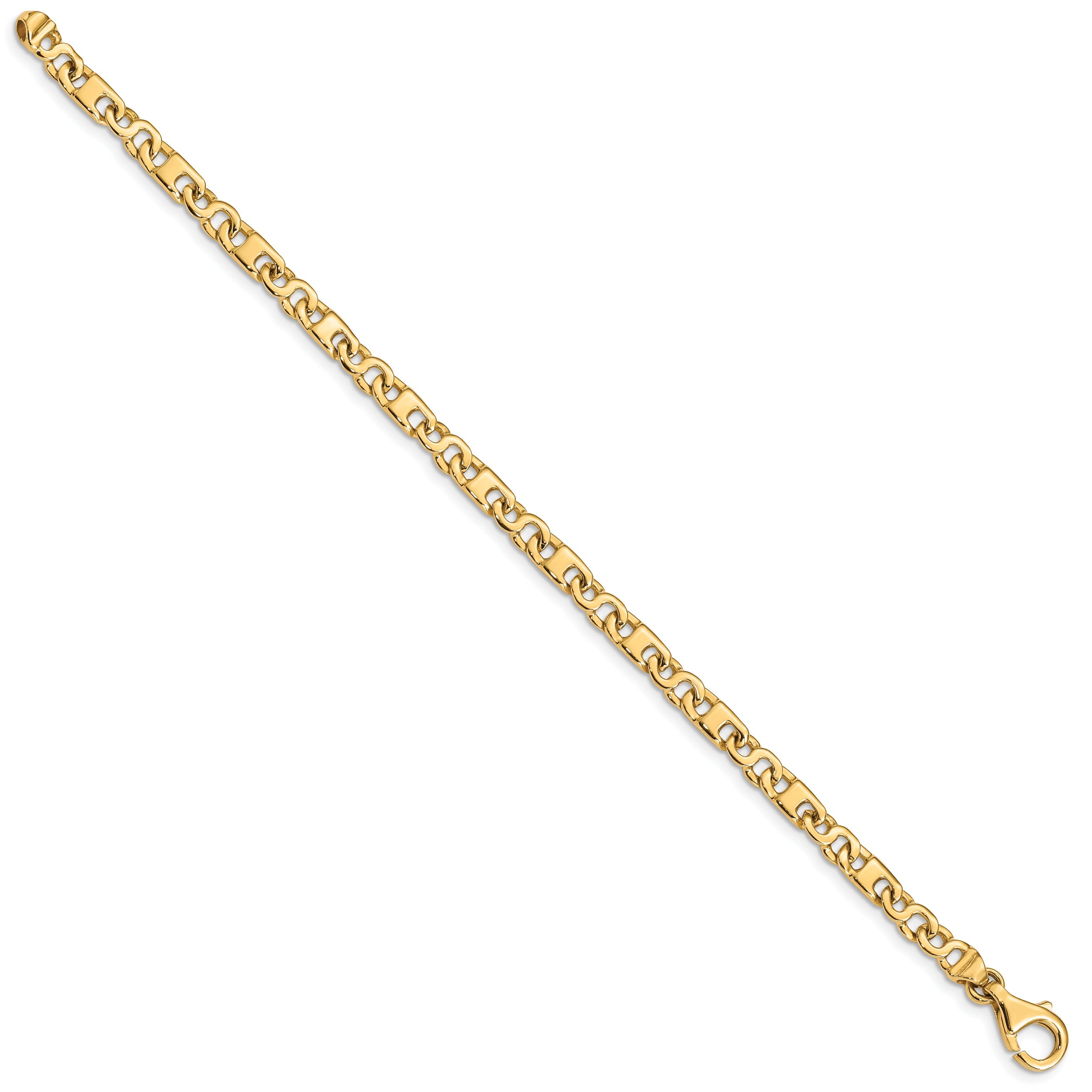 10K Yellow Gold Hand Polished 4.4mm Fancy Link Bracelet