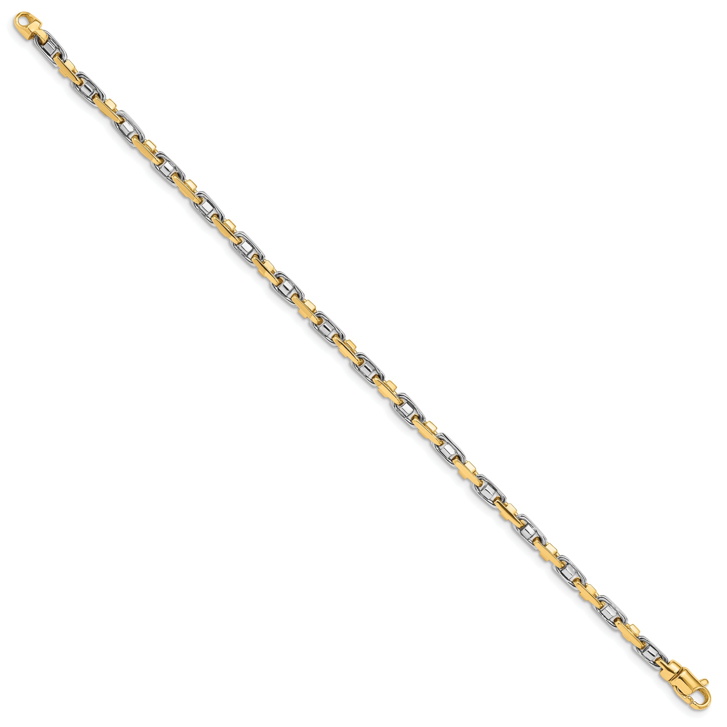 7.25 Inch 10K Two-Tone 3.5mm Fancy Link Chain Bracelet