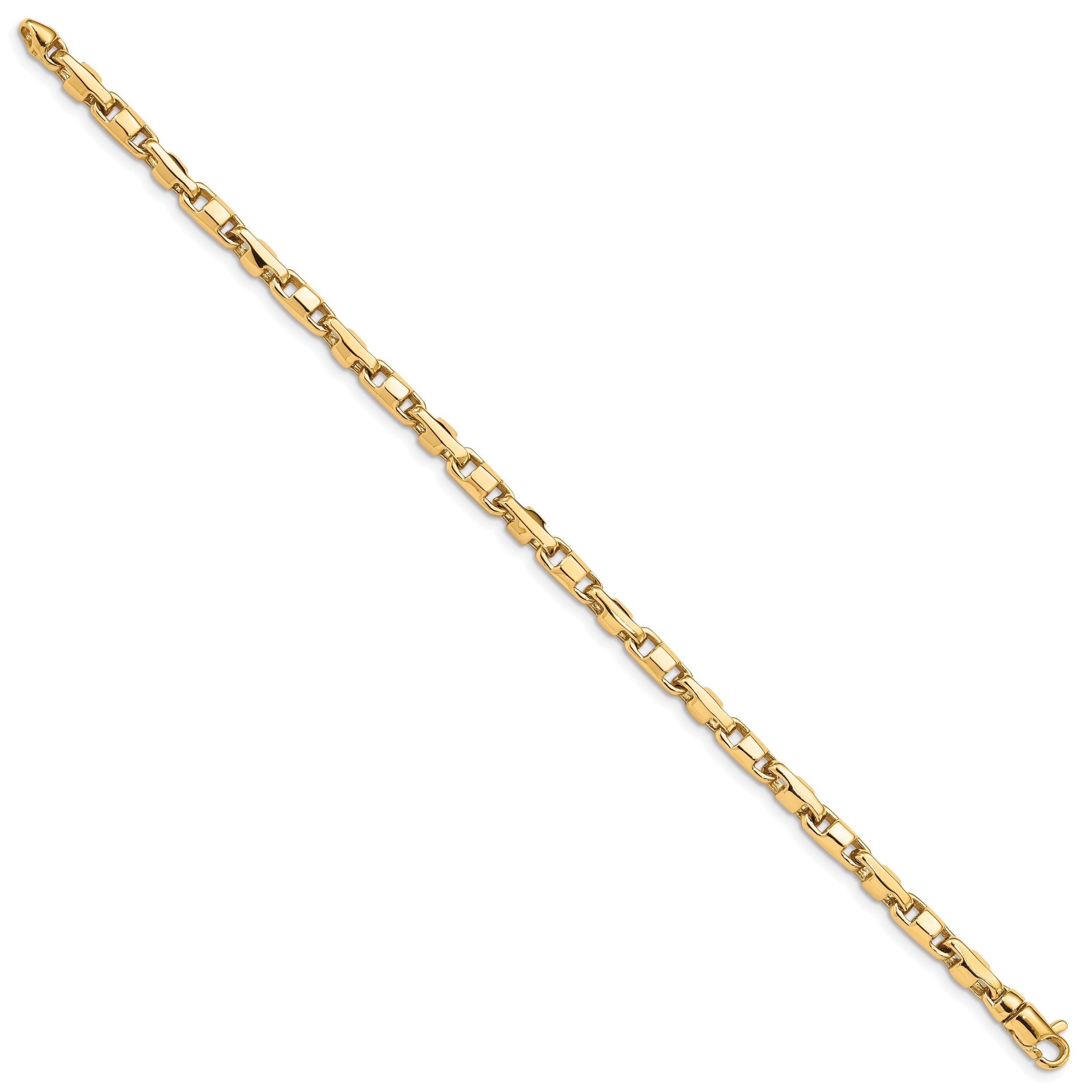 10K Yellow Gold 4mm Hand-Polished Fancy Link Bracelet
