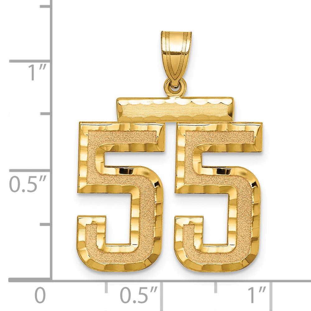 10K Yellow Gold Large Brushed Diamond-Cut Number 55 Charm