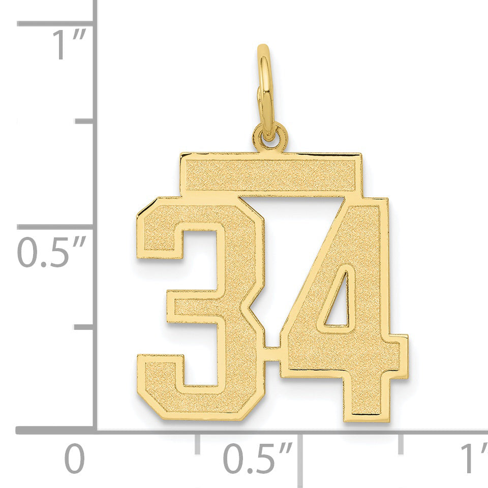 10K Yellow Gold Medium Satin Number 34 Charm