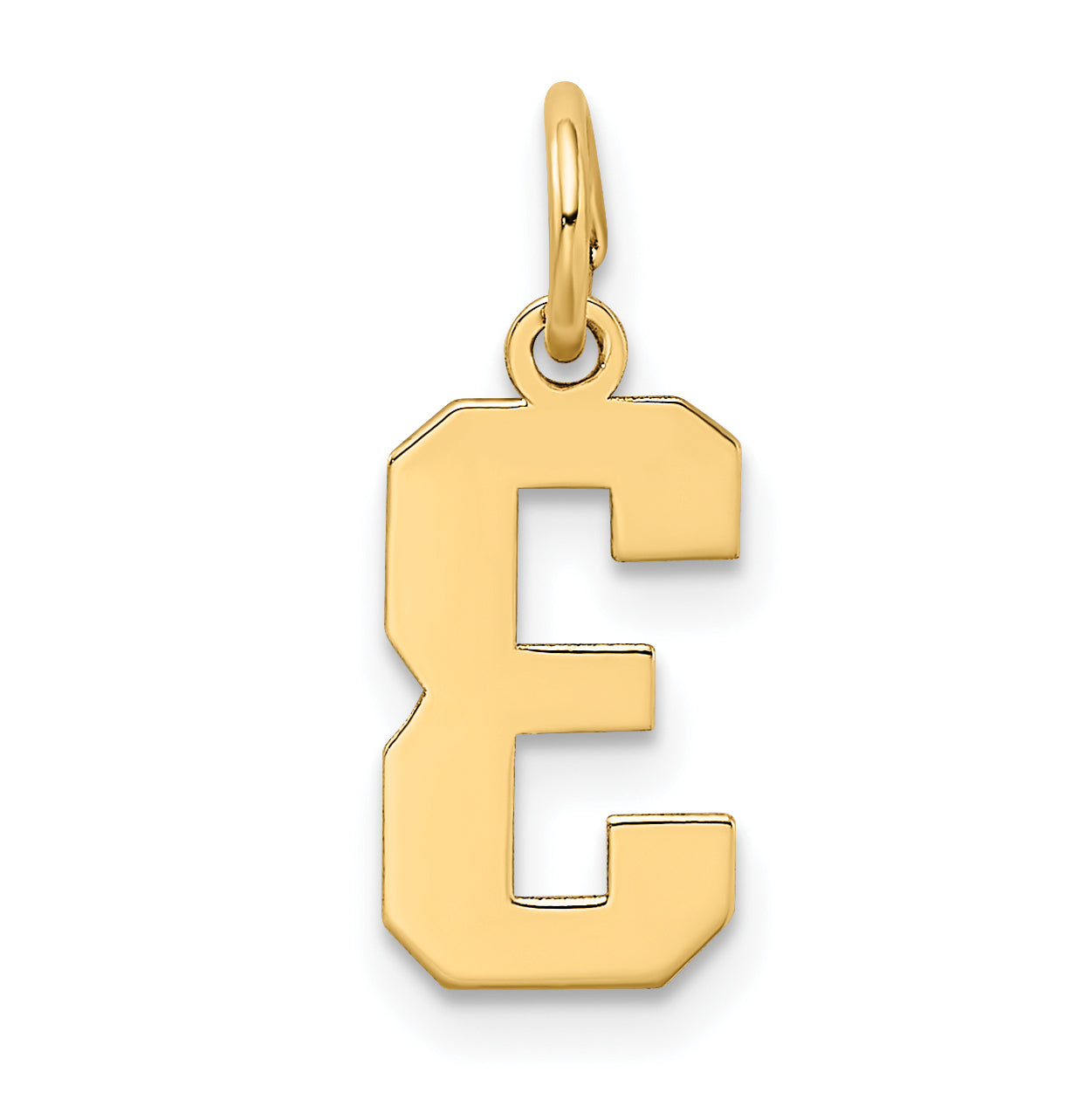 10K Yellow Gold Small Satin Number 3 Charm