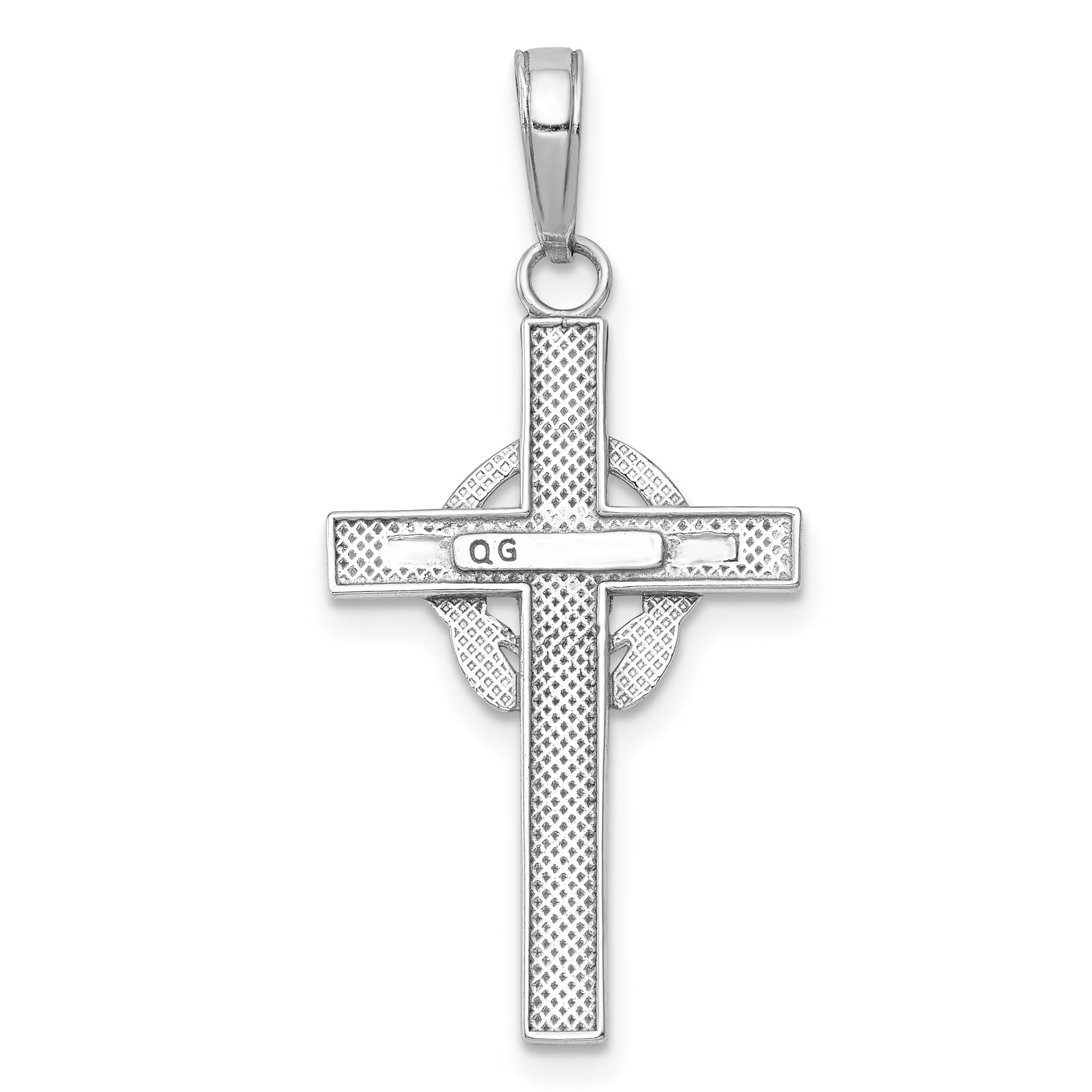 10K White Gold 10K Polished Claddagh Cross Pendant