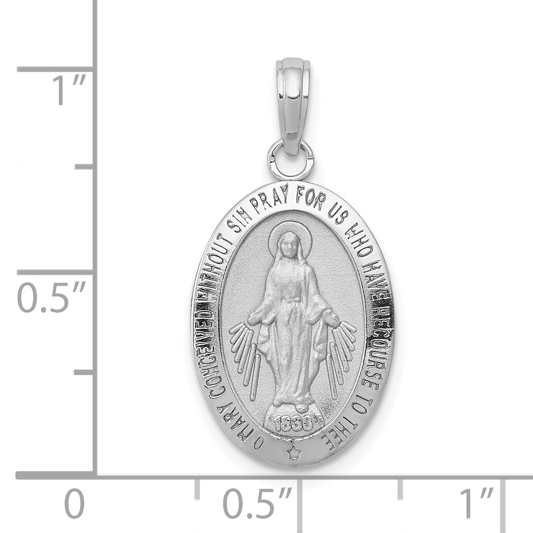10K White Gold Miraculous Medal Pendant