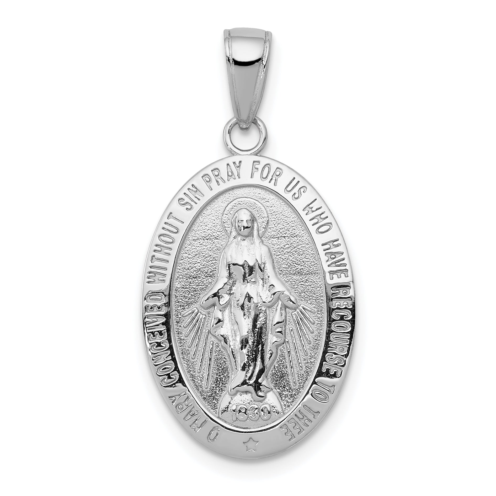 10K White Gold Miraculous Medal Pendant