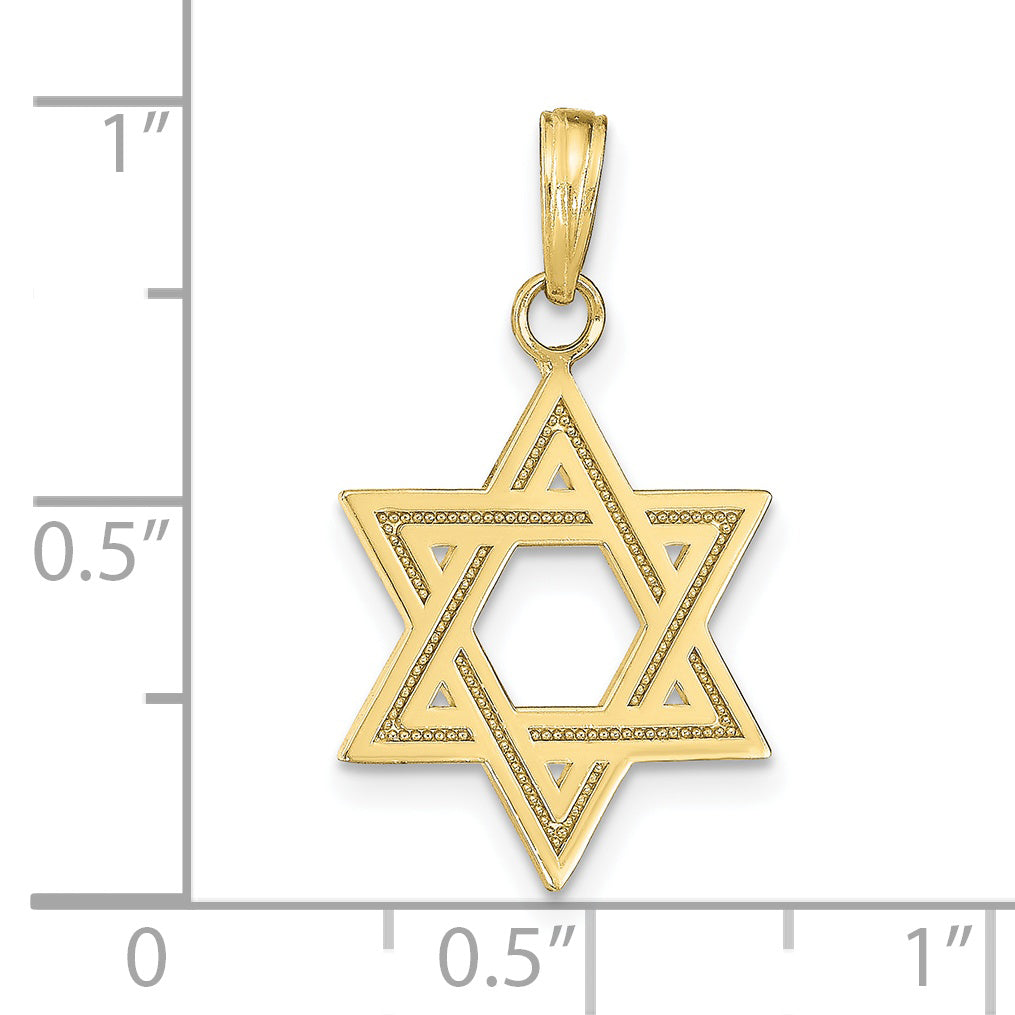 10K Yellow Gold 10K Solid Satin Star Of David Charm