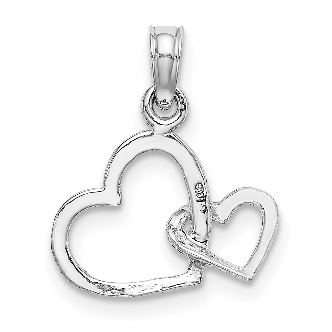 10K White Gold 10K Polished Intertwined Double Heart Pendant