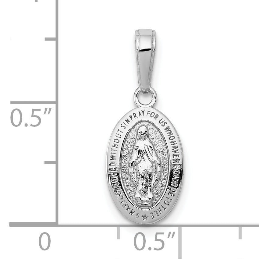 10K White Gold Miraculous Medal Charm