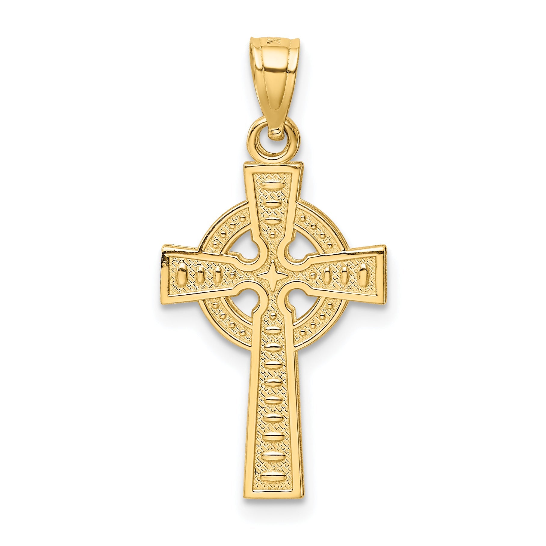 10K Yellow Gold Reversible God Is Love Celtic Cross Pendant