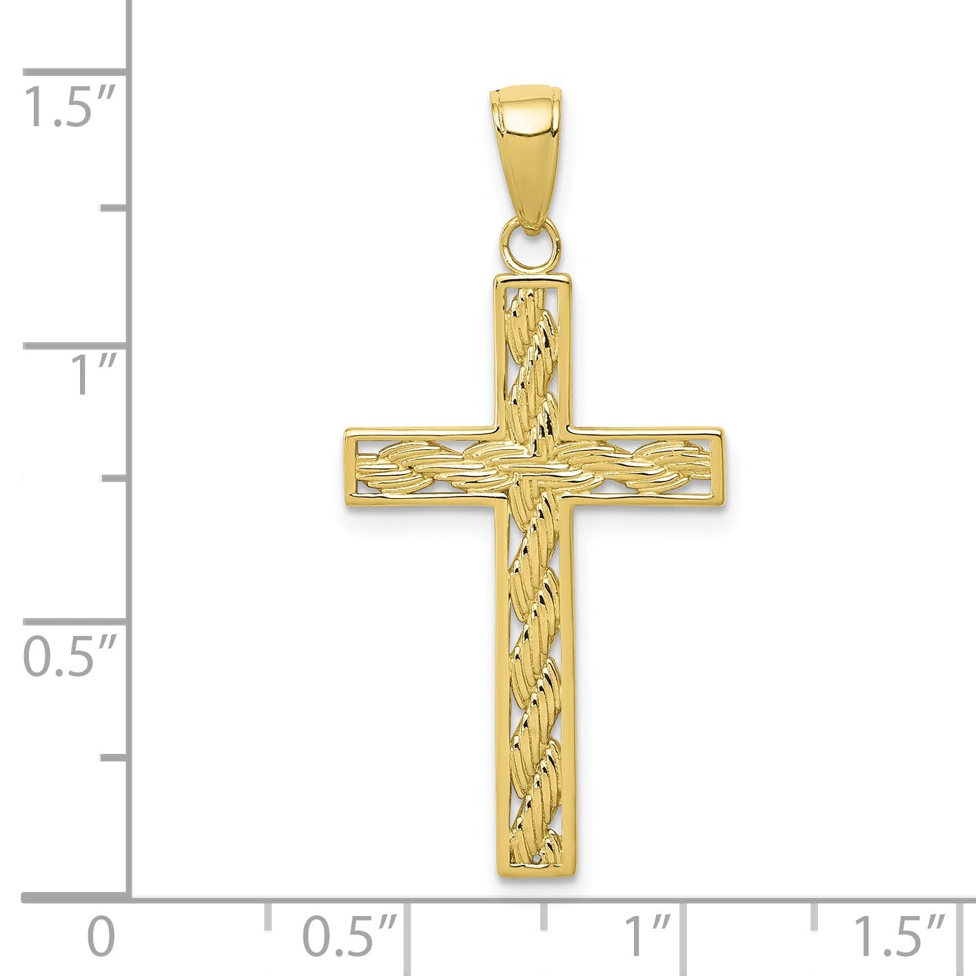 10K Yellow Gold 10K Rope Cross Pendant