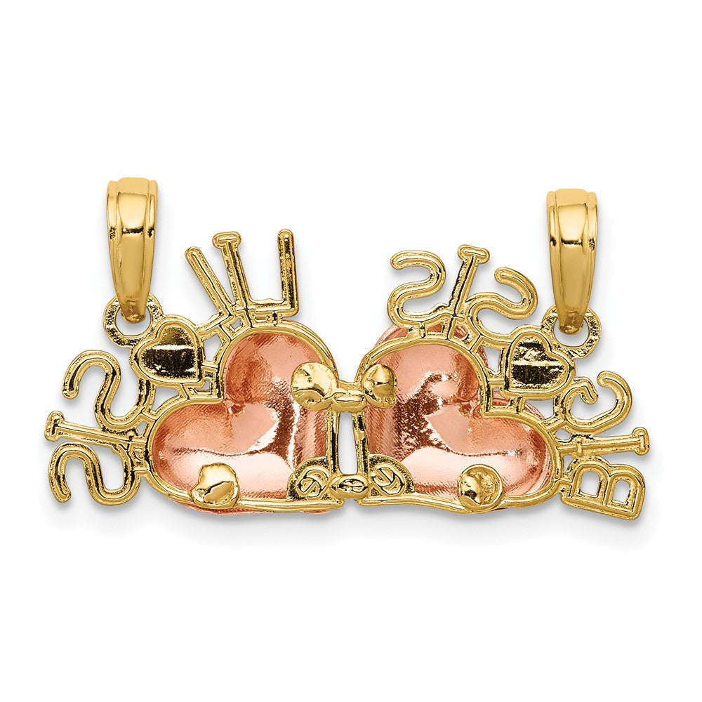 10K Two-Tone Rose & Yellow Gold W/White Rhodium Big Sis/Lil Sis Break-A-Part Pendant