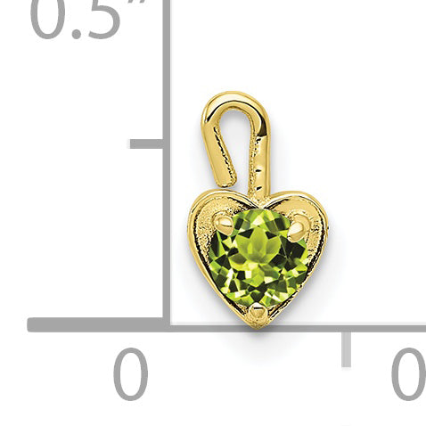 10K Yellow Gold 10Ky August Synthetic Birthstone Heart Charm