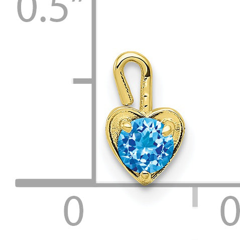 10K Yellow Gold 10Ky December Synthetic Birthstone Heart Charm