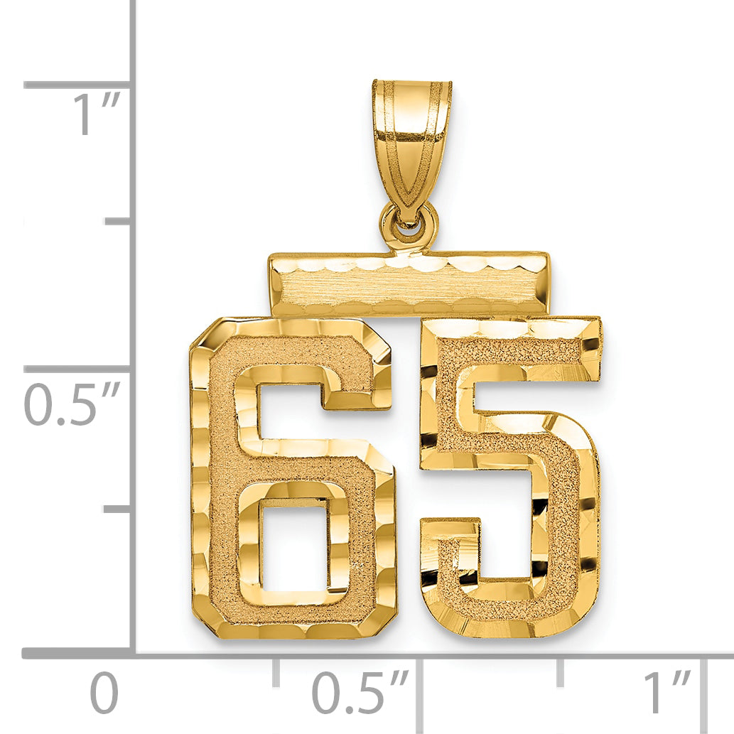 10K Yellow Gold 10Ky Medium Diamond-Cut Number 65 Charm