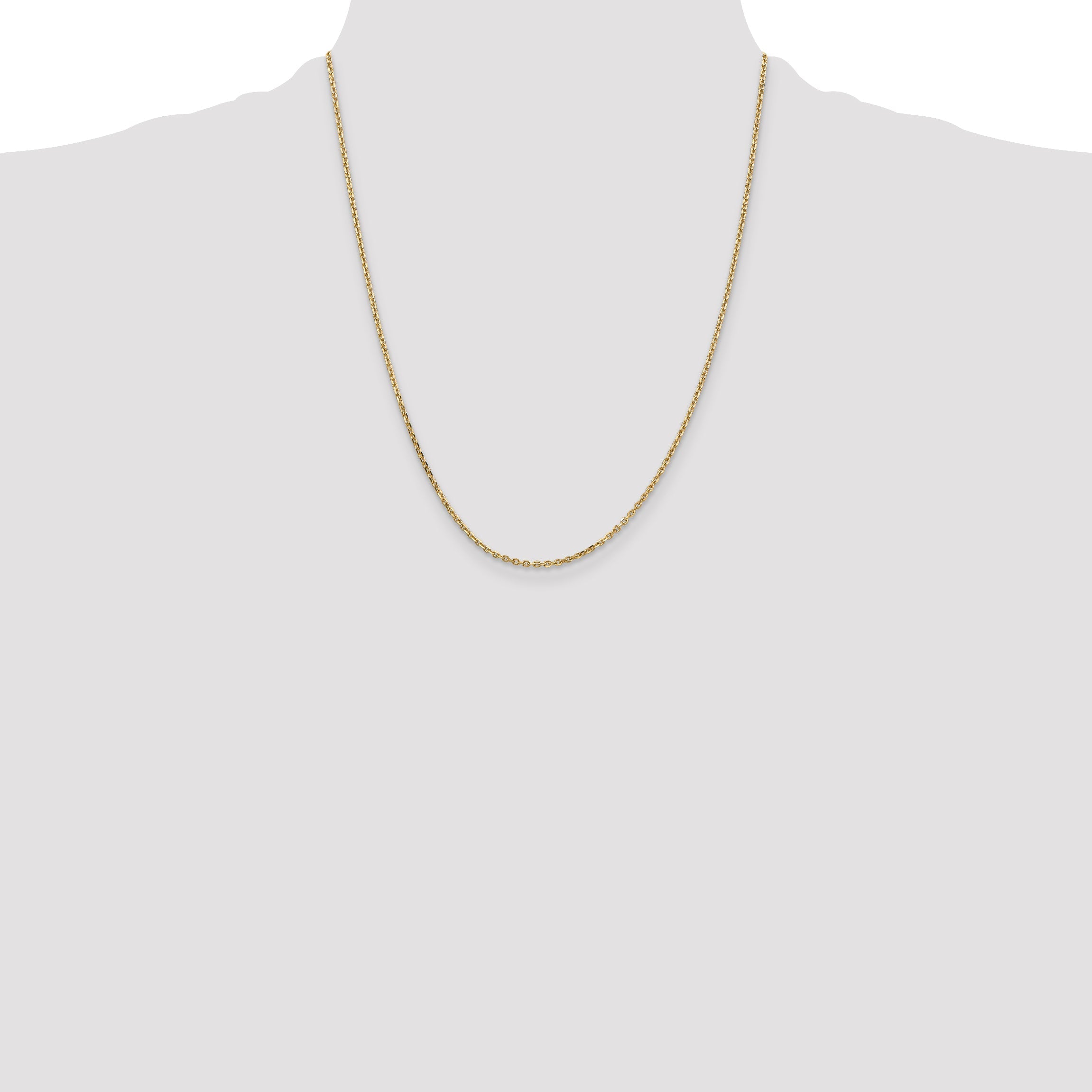 22 Inch 10K Yellow Gold 1.65mm D/C Cable Chain Necklace
