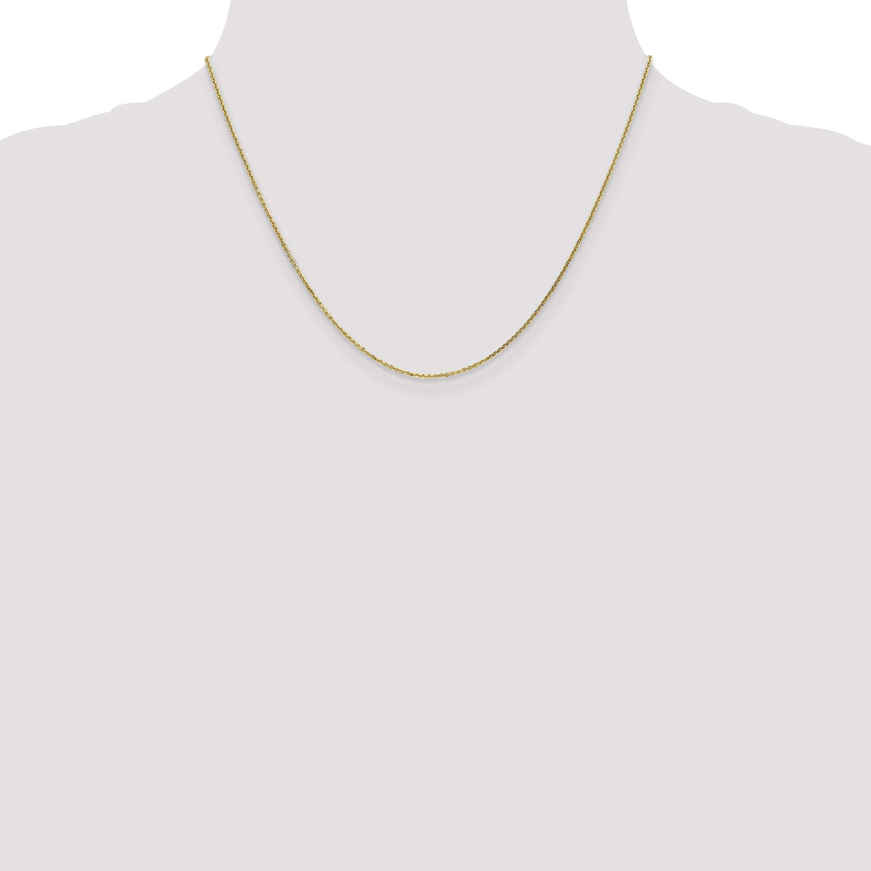 18 Inch 10K Yellow Gold .95mm D/C Cable Chain Necklace