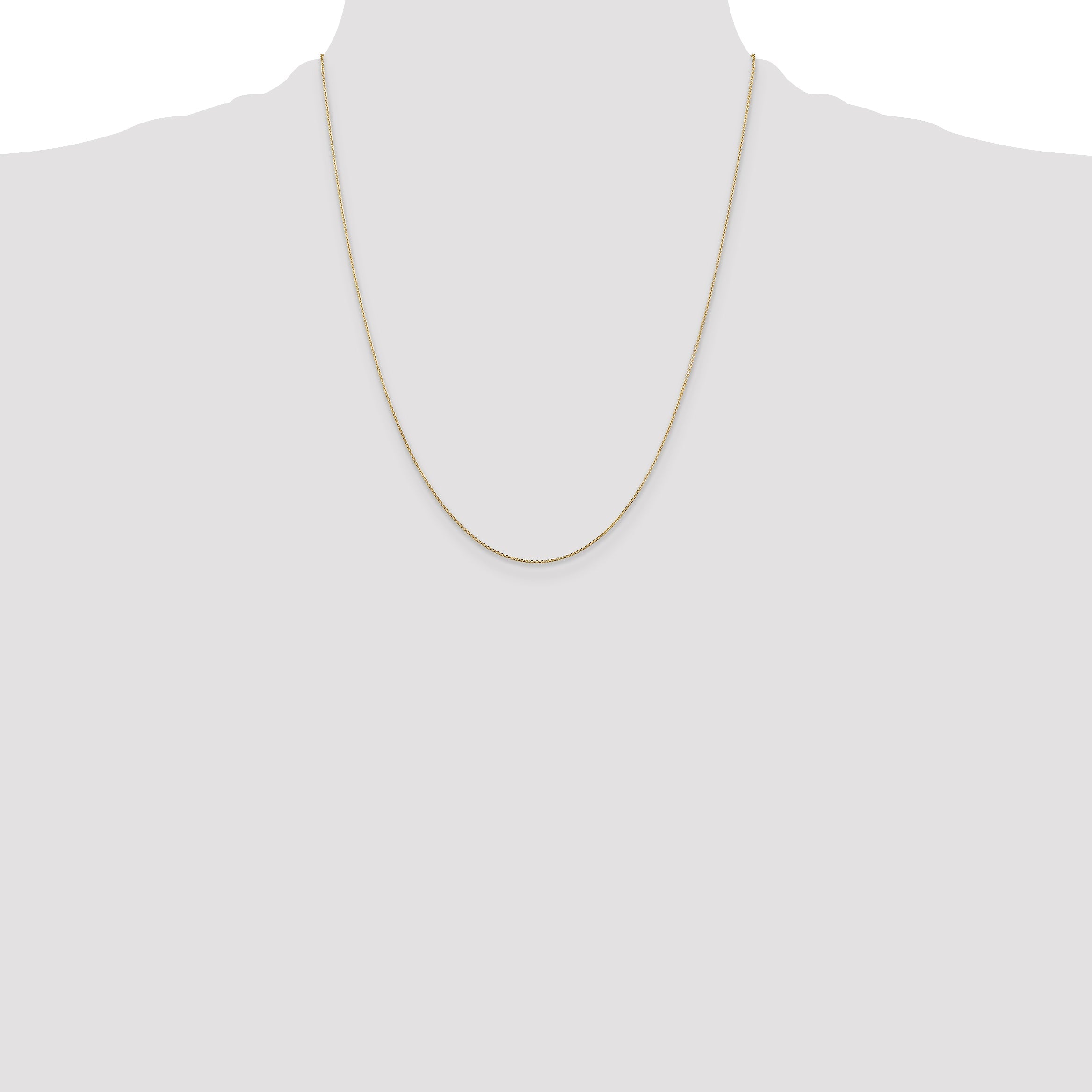 22 Inch 10K Yellow Gold .8mm D/C Round Open Link Cable Chain Necklace