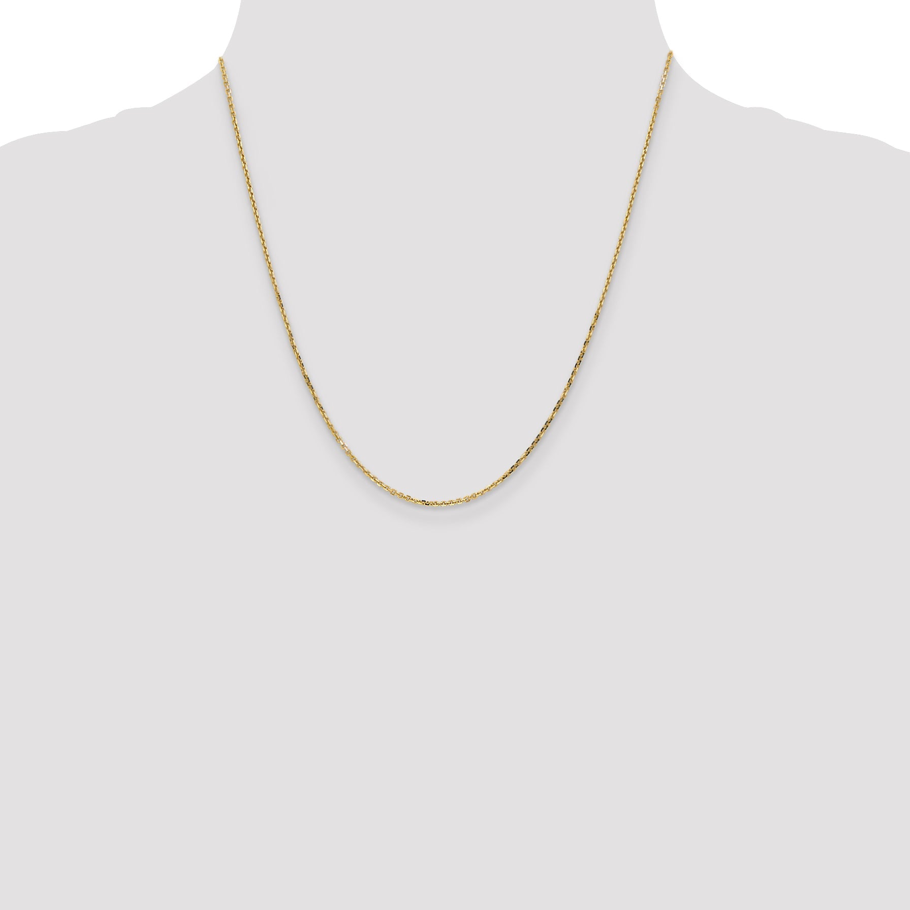 2 Inch 10K Yellow Gold 1.4mm D/C Round Open Link Cable Chain Necklace