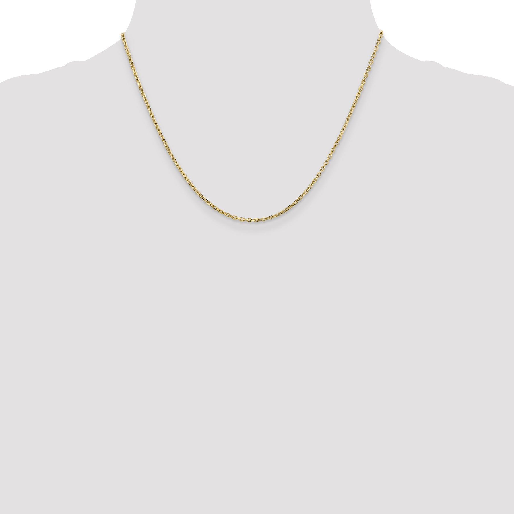 18 Inch 10K Yellow Gold 1.8mm D/C Round Open Link Cable Chain Necklace