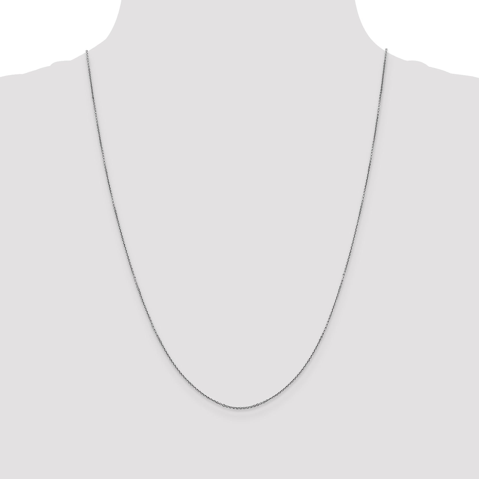 24 Inch 10K White Gold Wg .9mm D/C Round Open Link Cable Chain Necklace