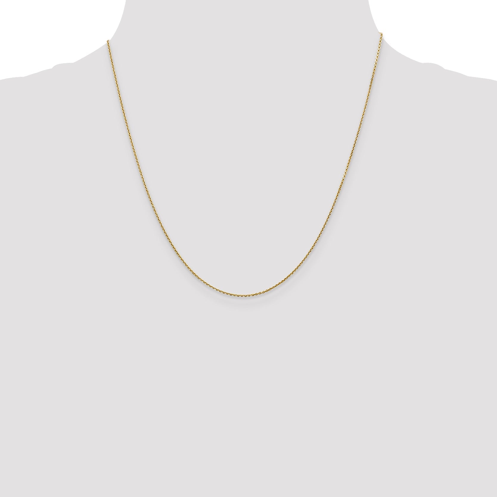 2 Inch 10K Yellow Gold .9mm D/C Round Open Link Cable Chain Necklace