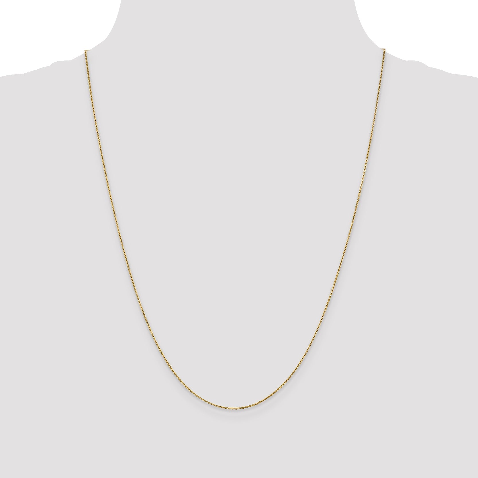 24 Inch 10K Yellow Gold .9mm D/C Round Open Link Cable Chain Necklace
