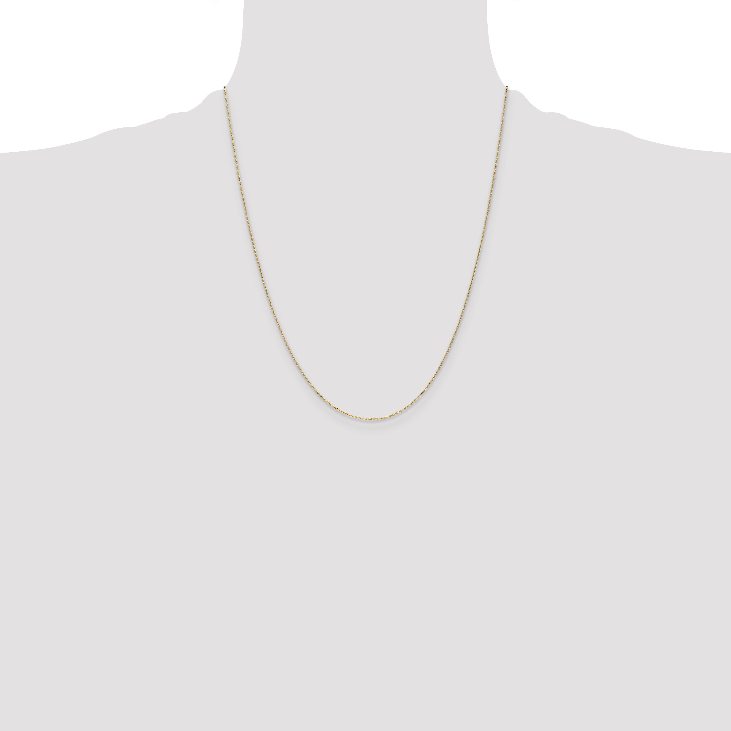 22 Inch 10K Yellow Gold .8mm D/C Cable With Spring Ring Clasp Chain Necklace
