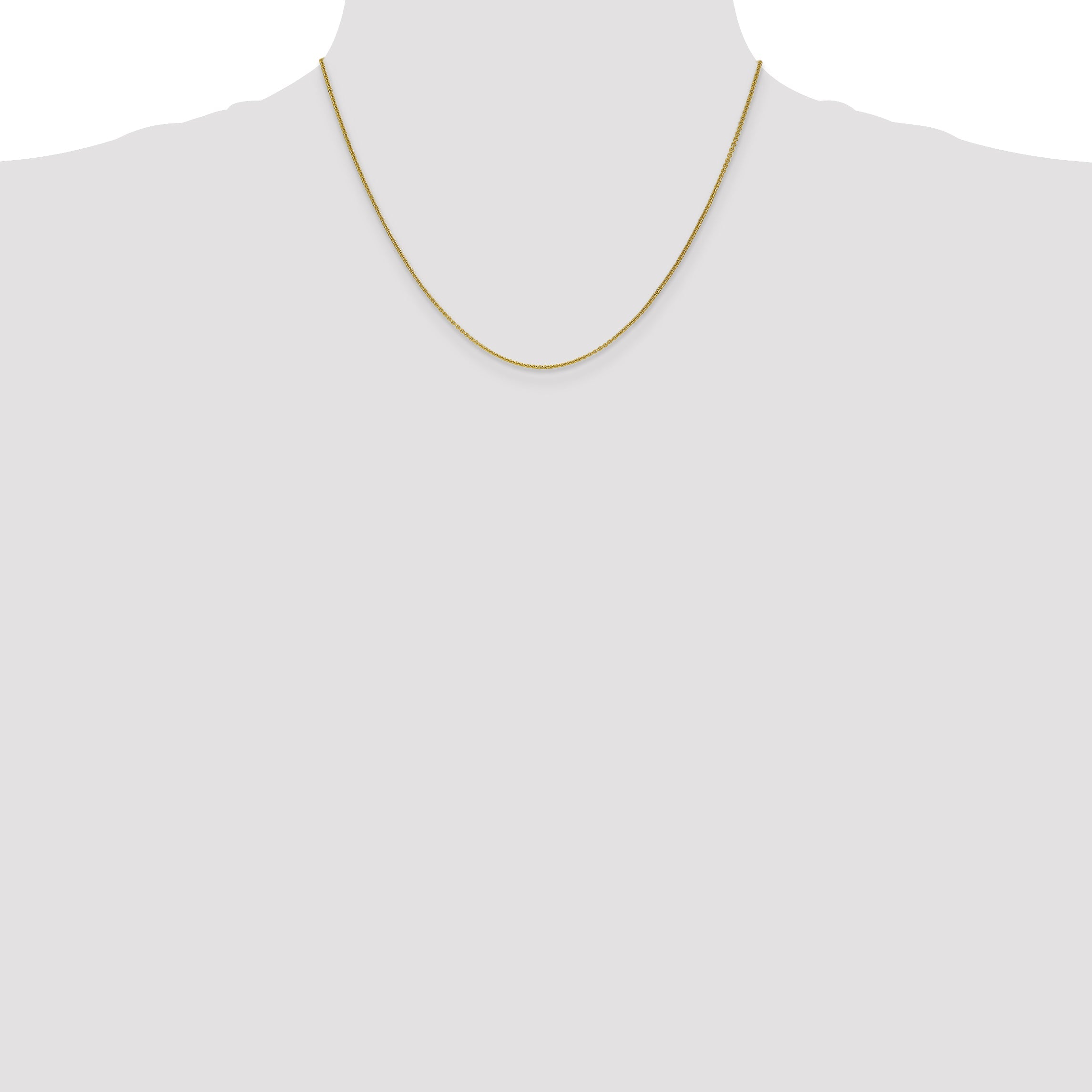 18 Inch 10K Yellow Gold 1mm Round Open Link Cable Chain Necklace