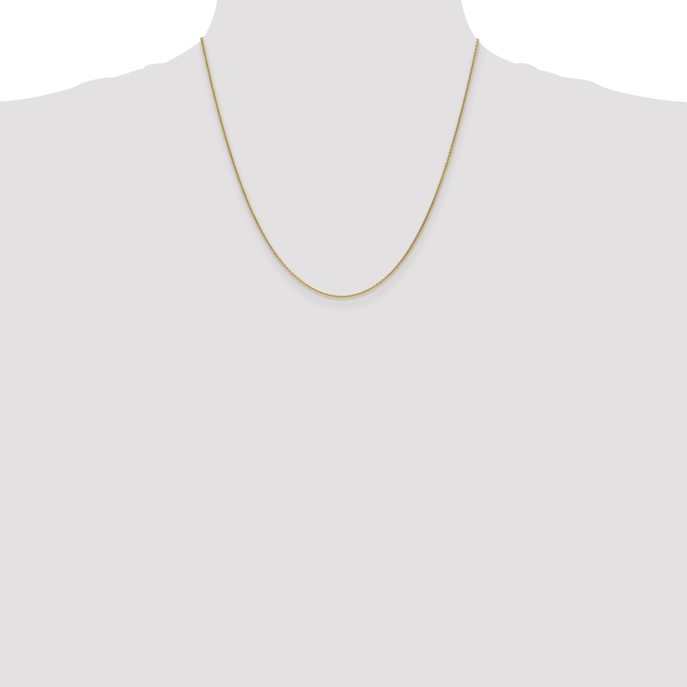 2 Inch 10K Yellow Gold 1mm Round Open Link Cable Chain Necklace