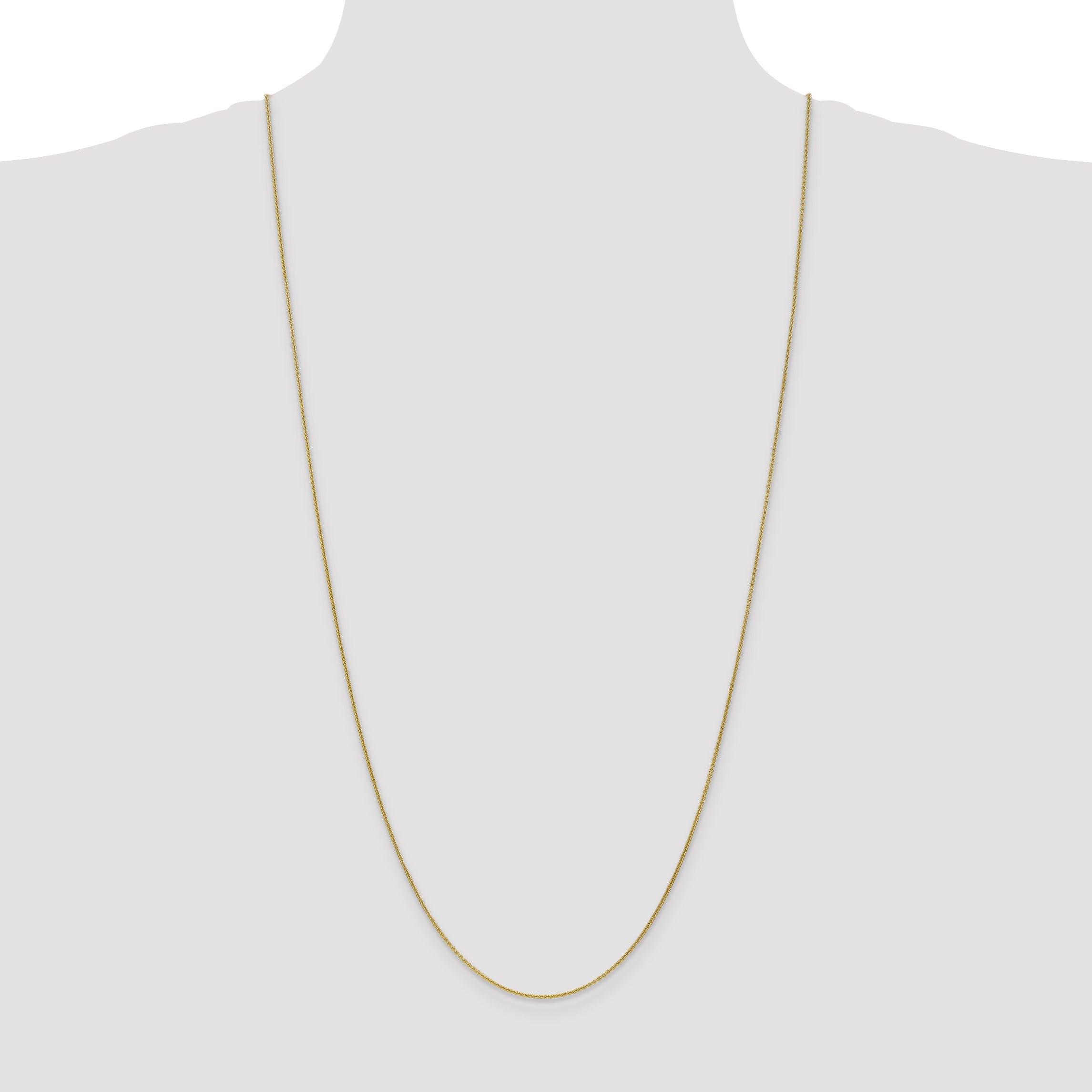 3 Inch 10K Yellow Gold 1mm Round Open Link Cable Chain Necklace