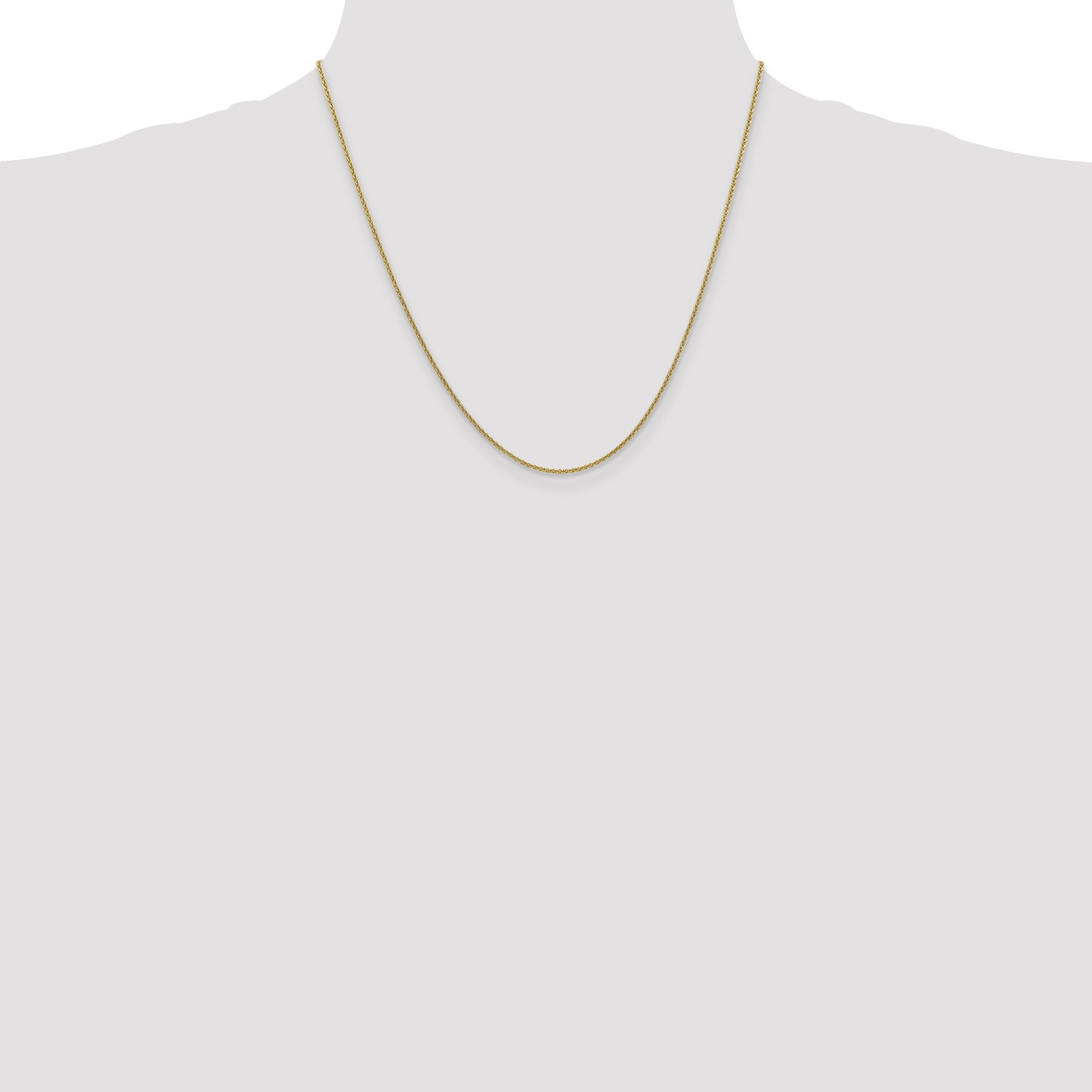 2 Inch 10K Yellow Gold 1.4mm Round Open Link Cable Chain Necklace