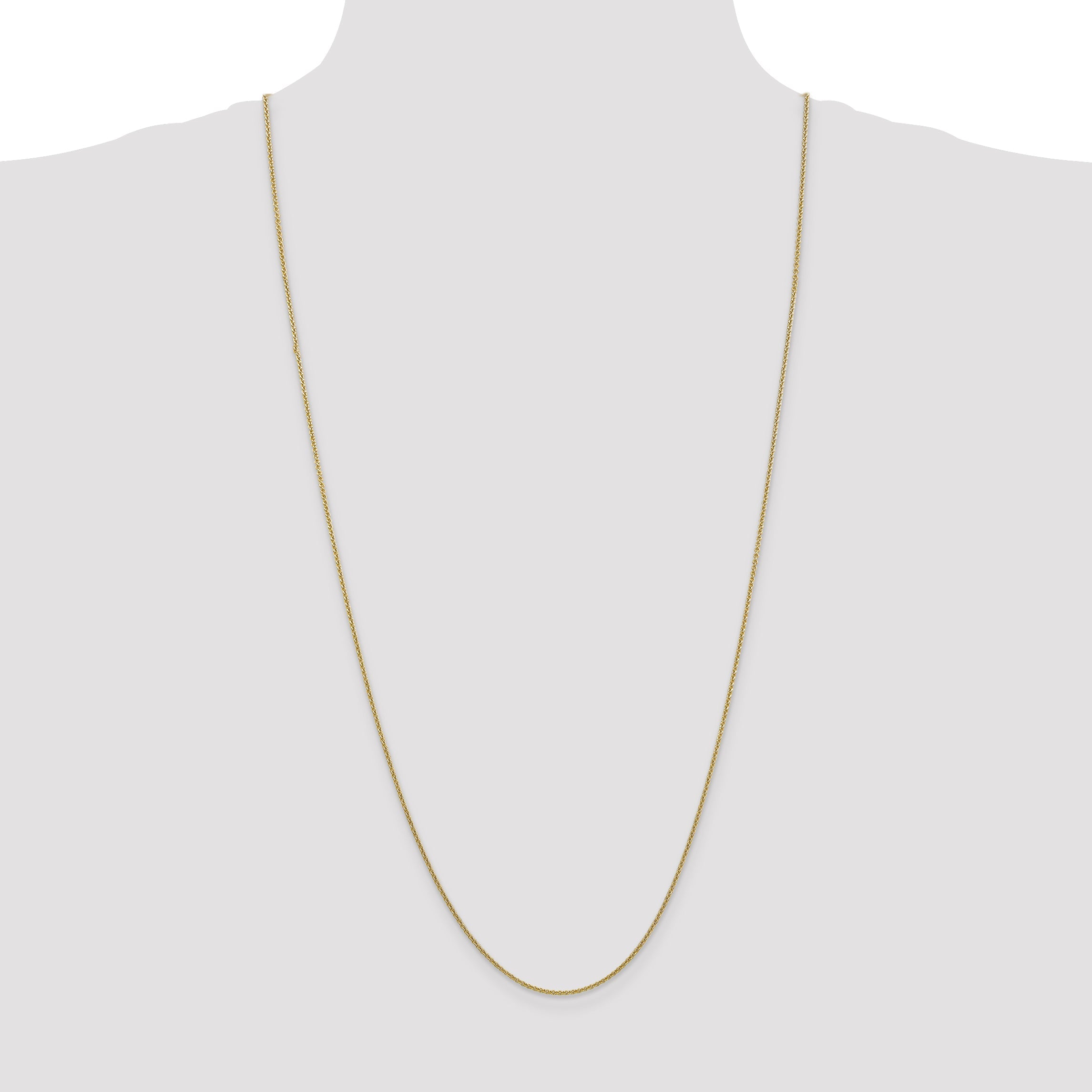 3 Inch 10K Yellow Gold 1.4mm Round Open Link Cable Chain Necklace