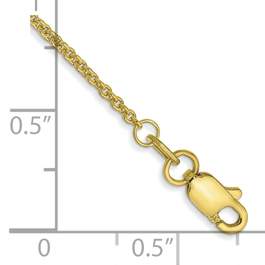 10K Yellow Gold 1.4mm Round Open Link Cable Chain Anklet