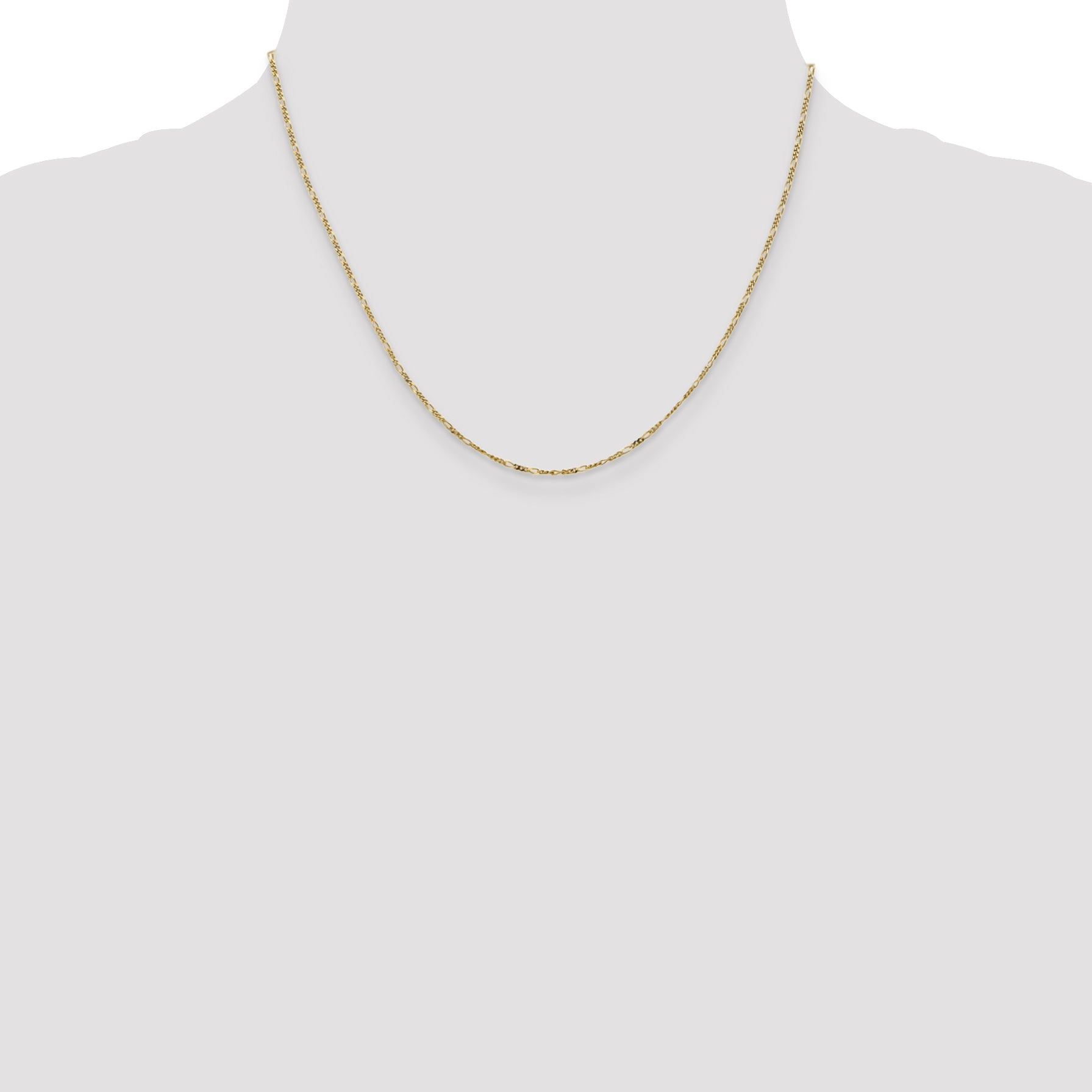 18 Inch 10K Yellow Gold 1.25mm Flat Figaro Pendant Chain Necklace