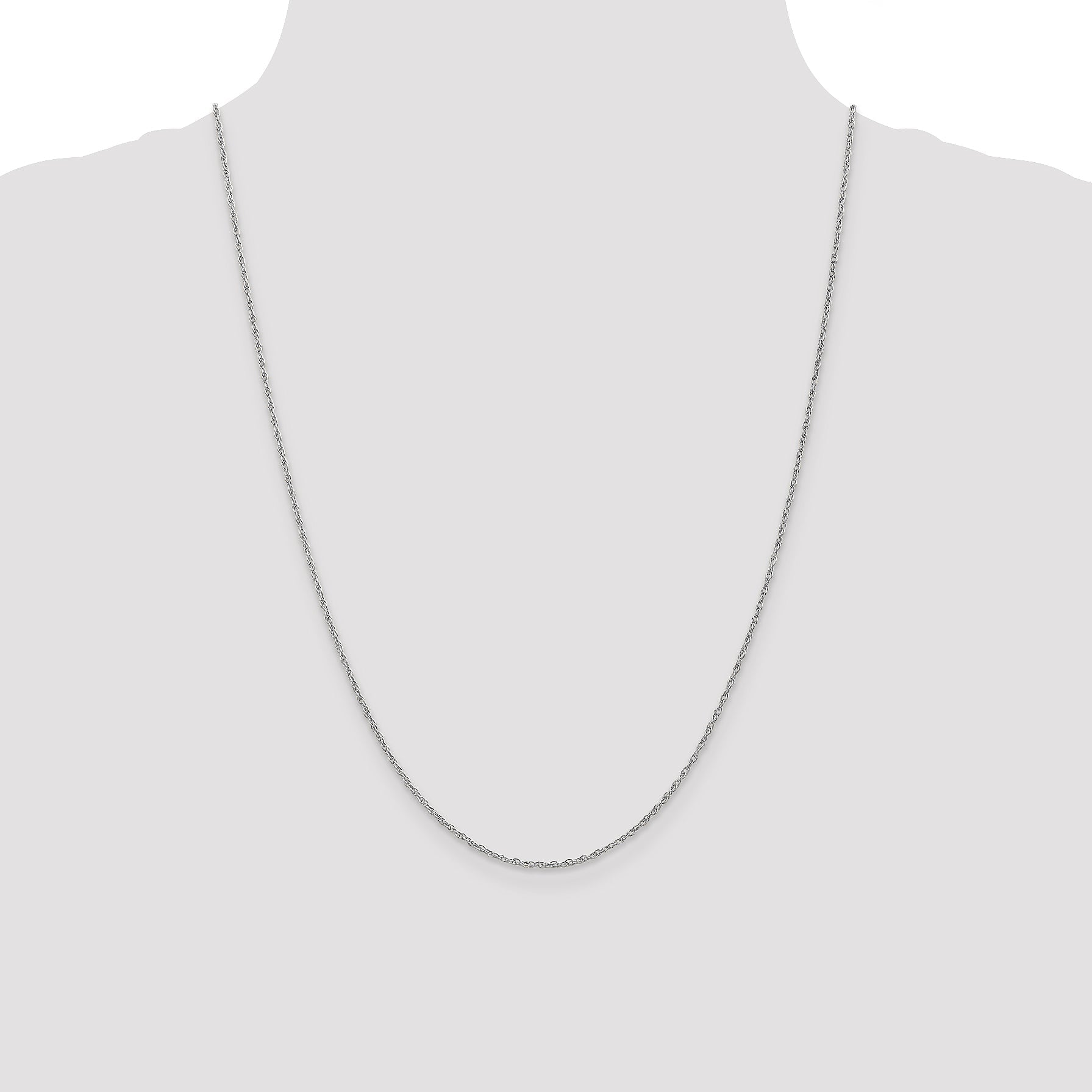 24 Inch 10K White Gold Wg 1.3mm Heavy-Baby Rope Chain Necklace