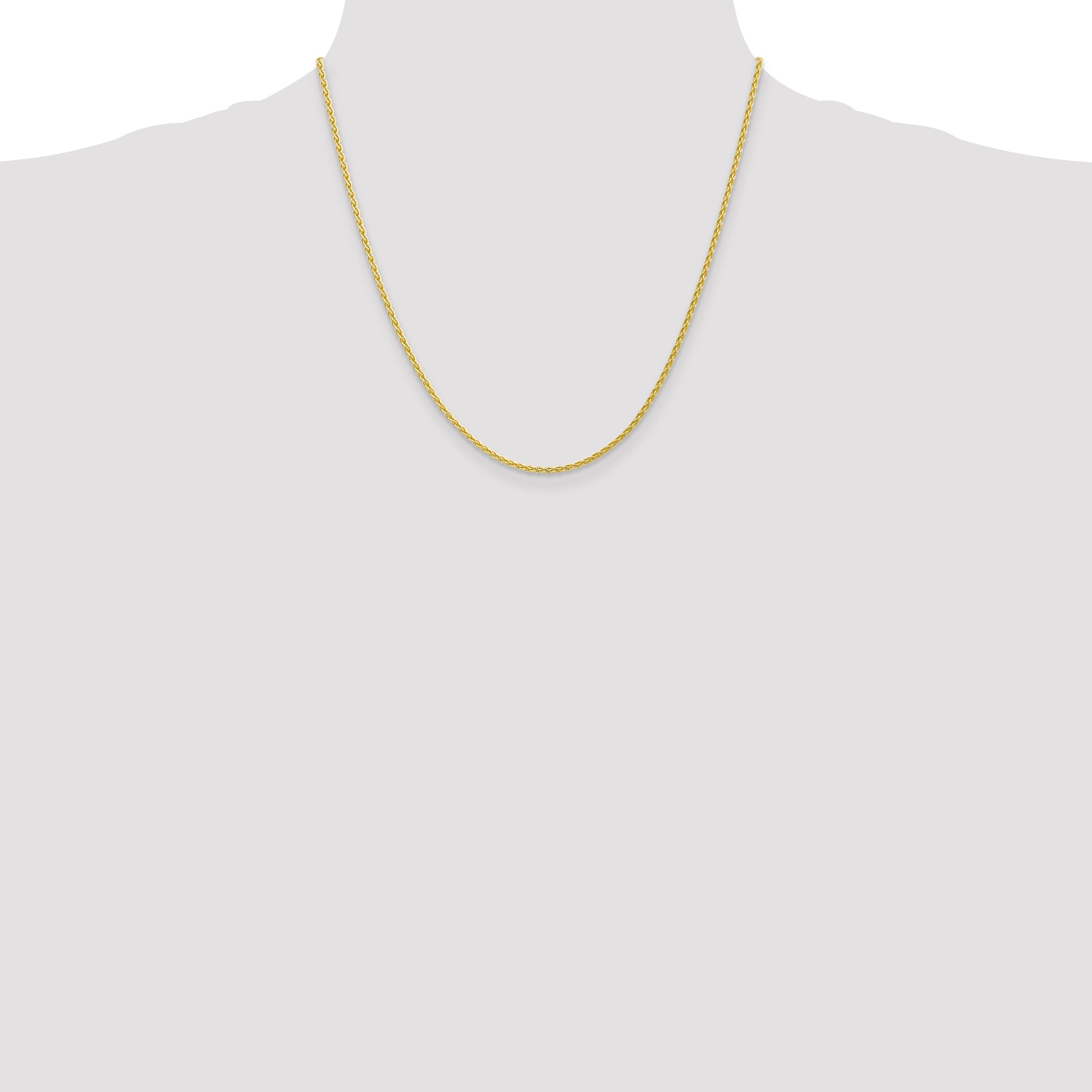 2 Inch 10K Yellow Gold 1.75mm Parisian Wheat Chain Necklace
