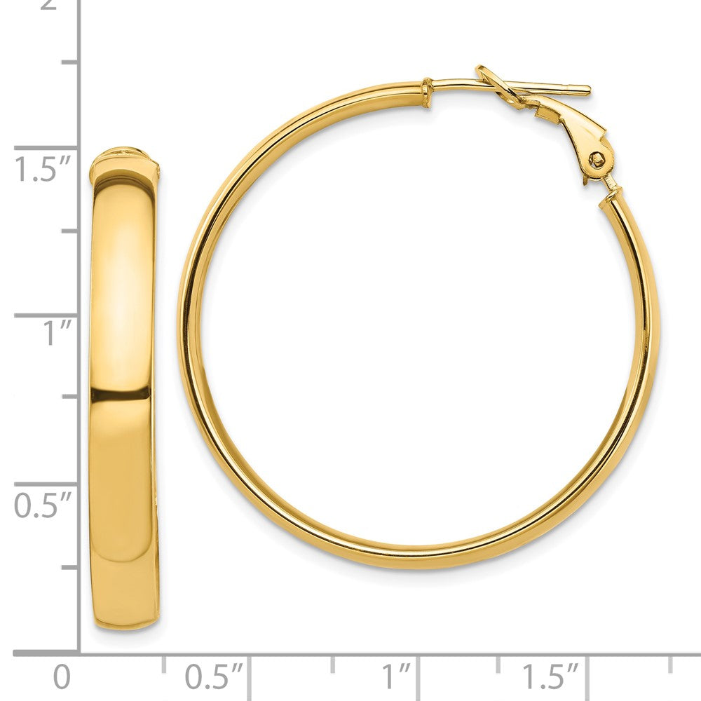 10K Yellow Gold High Polished 5mm Omega Back Hoop Earrings